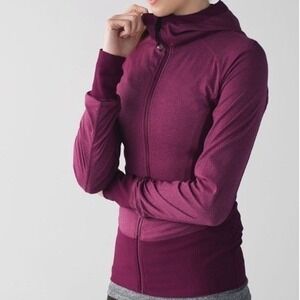 Lululemon Women's In Flux Jacket Size 12 REVERSIBLE Hooded Burgundy Athleic